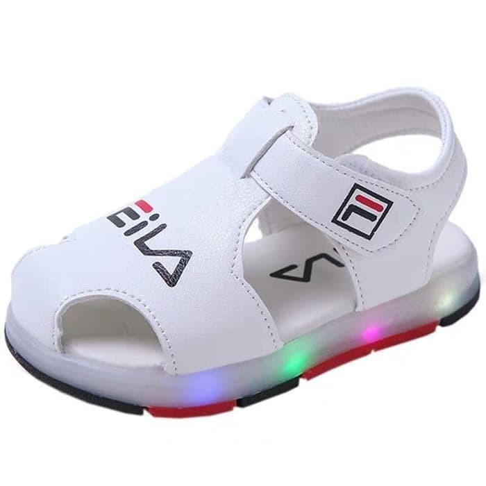 EMY SPT12 - sepatu sandal LED filla putih walker shoes anak balita toddler laki cowok boy