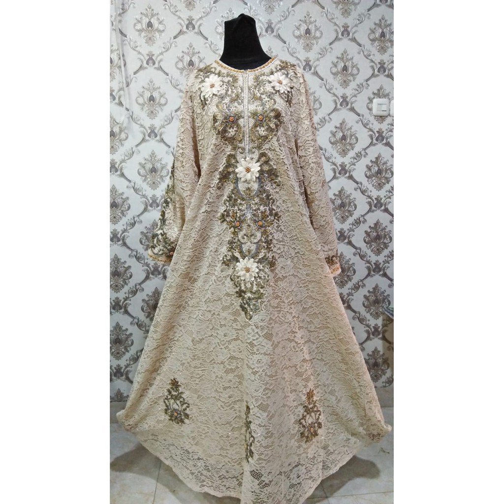 Gamis brokat bordir / Gamis pesta / Gamis brukat non gliter