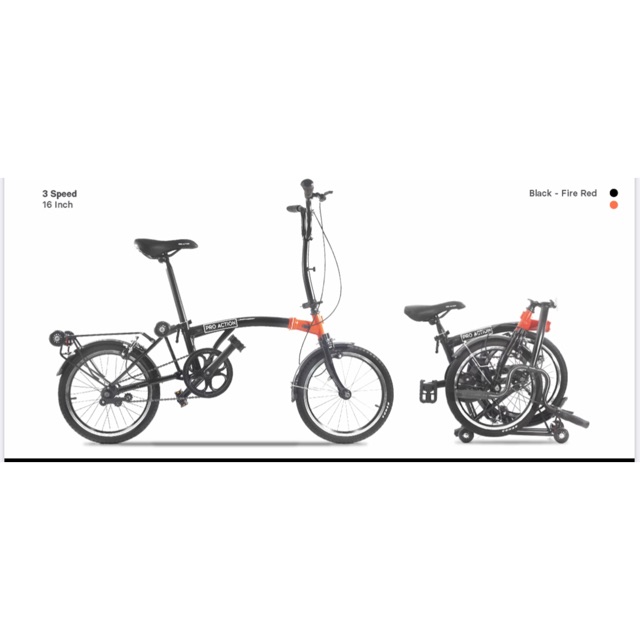 Sepeda Lipat Trifold Pro Action 3 Speed Folding Bike Proaction 3 Speed Shopee Indonesia