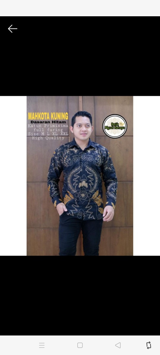 Mahkota Kuning Kemeja Batik Pria Lengan Panjang Full Furing Katun Halus Sragenan