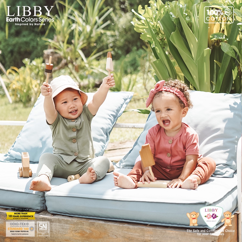 Libby Earth Rocco Set Lengan Pendek Celana Panjang (1stel/pack) / Set Baju Lengan Pendek Celana Panjang (Tersedia varian ukuran dan warna)