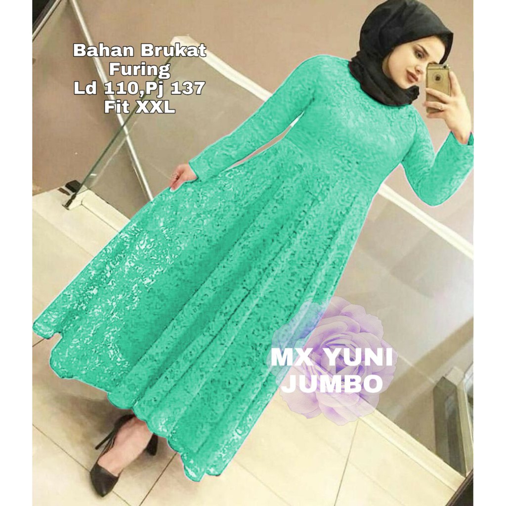 INDOBEST 2XL / XXL BRUKAT DRESS MEWAH YUNI / JUMBO SIZE / GAUN PESTA FORMAL