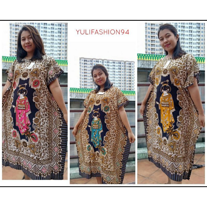 Daster Jumbo Putri Ayu Kalong Lowo Kekinian Motif Jepang | Daster Jumbo cocok untuk 60 - 90kg