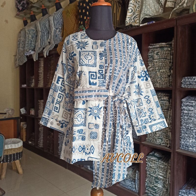tey-17 Batik wanita ASJ SA HRB026 Kenongo Kemeja Tosca Pendek-Mentari
