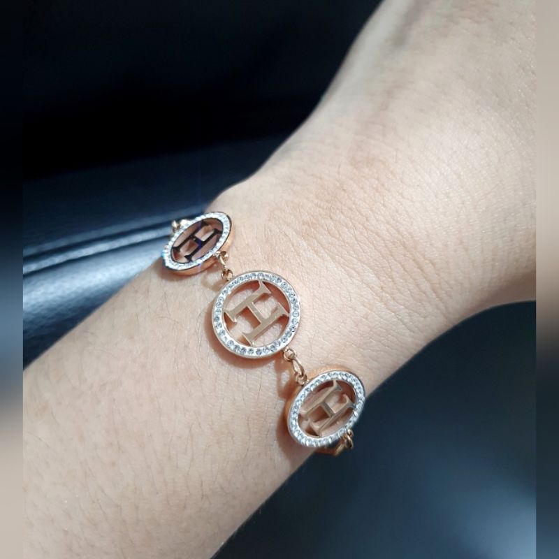 Gelang Titanium Stainless steel asli Rosegold Premium Quality Anti karat anti alergi T-0192