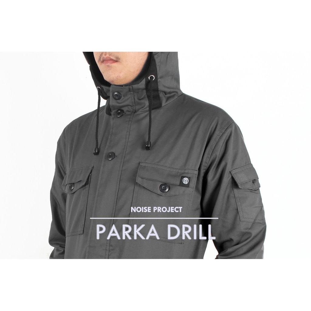 Jaket Parka Canvas Drill WOLV Pria M L XL