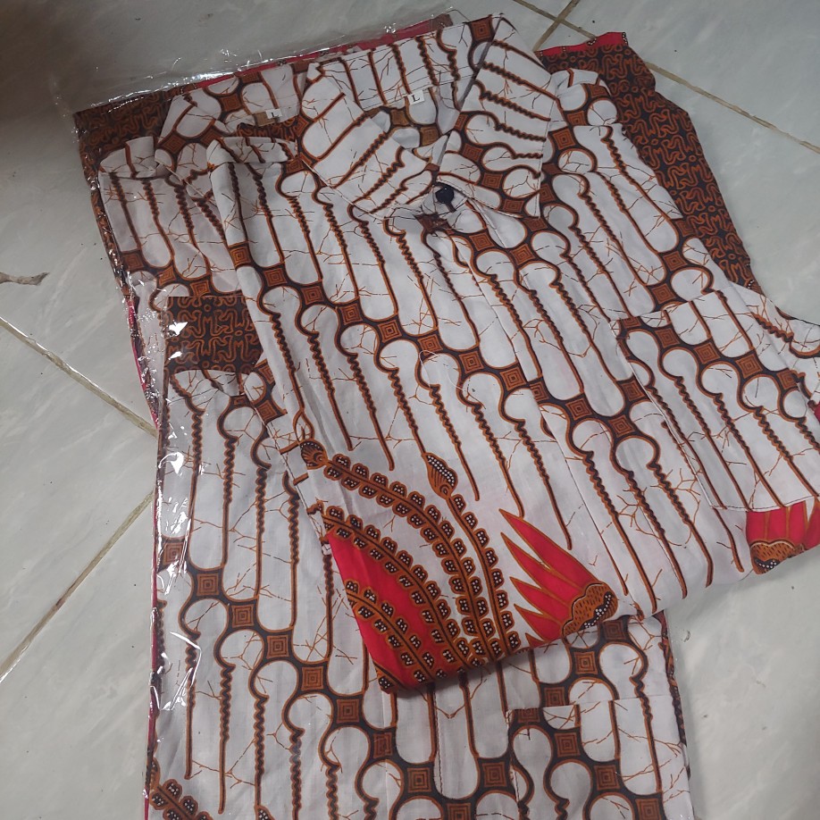 Batik Couple Keluarga Sania Ruffle Ori Ndoro Jowi Dnt Seno Merah Putih