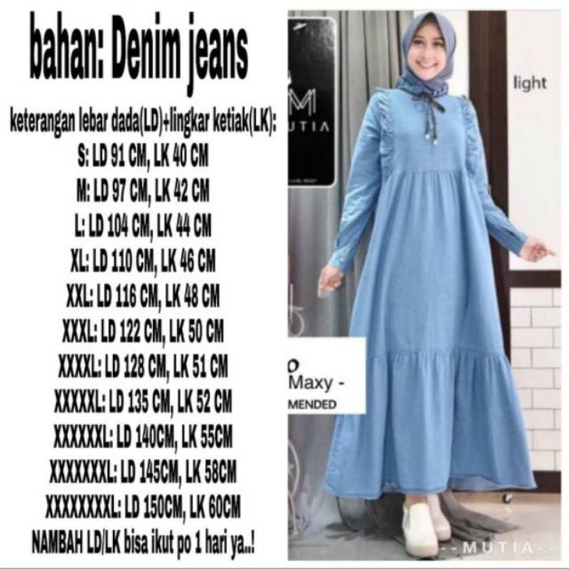 ld 130 cm ready gamis jeans navy jumbo bigsize