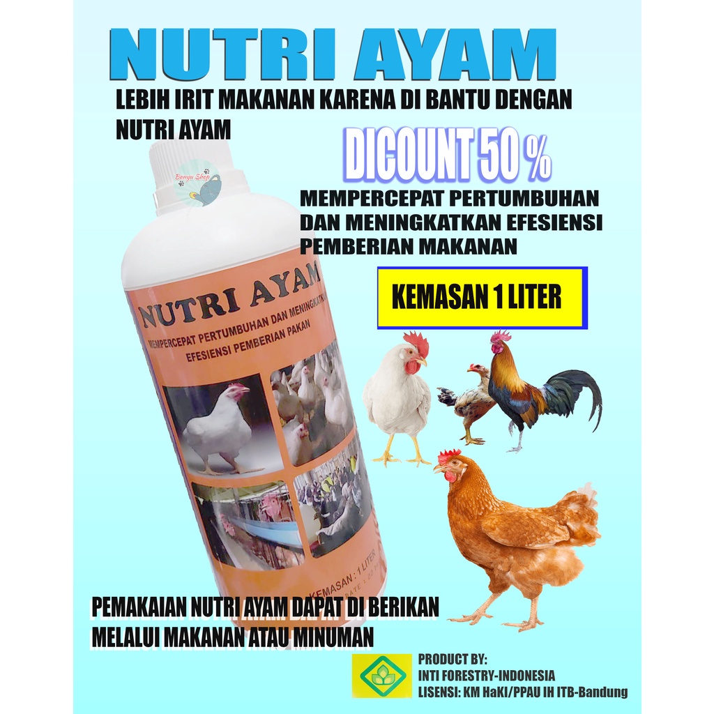 1 LITER - NUTRI AYAM Suplemen Hewan Ternak Mempercepat Pertumbuhan dan Meningkatkan Efisiensi Pakan - VITAMIN PENGGEMUK AYAM - OBAT PENGGEMUK AYAM