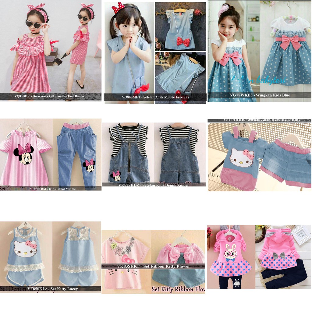 Termurah Baju Dress Anak Perempuan Pakaian Anak Gaun Pesta Kids Model Mickey Hello Kitty