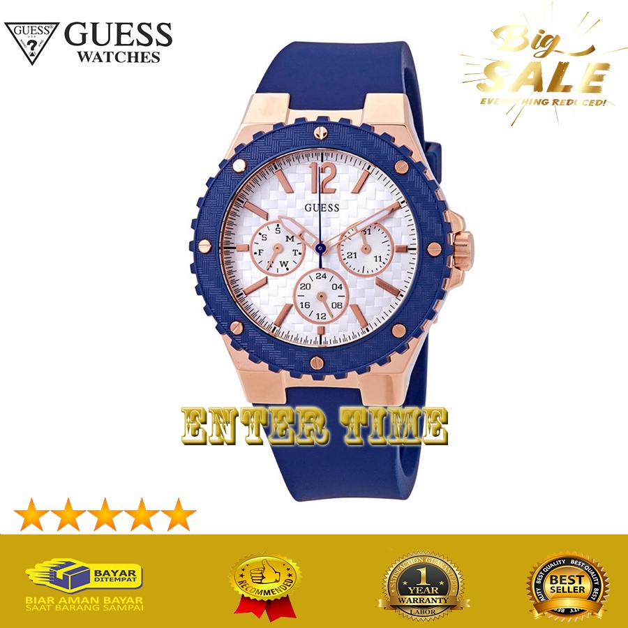 HOT PROMO  JAM TANGAN WANITA IMPORT TERBARU MERK GUESS W0149L5 RUBBER STRAP JAM TANGAN KASUAL WANITA