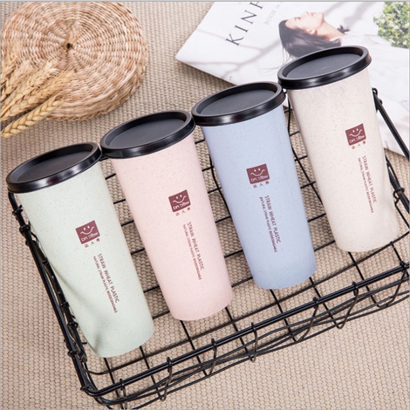 FASHION FAIR - D6093 Botol Minum Wheat H5461 / Botol Minum Sedotan Korea / Tumbler Cup Wheat Straw Eco Friendly / 2 Tutup Free Sedotan