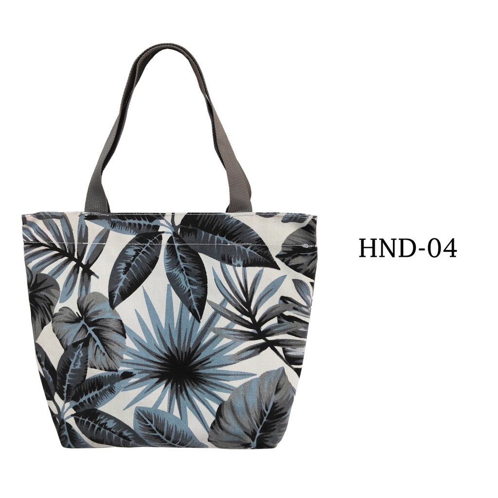 TAS KANVAS HAND BAG TAS TANGAN TOTE BAG BAHAN KAIN KANVAS TEBAL DENGAN RITSLETING MOTIF HND-04