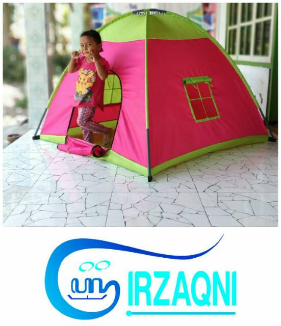 **Matras Tenda Mainan Anak Bentuk dome ukuran 120x120 Ala Kastil Princess Warna Biru/Pink