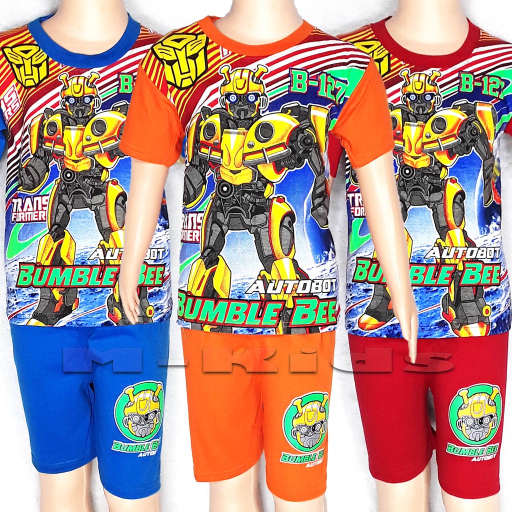 MKids88 - Baju Setelan Kaos Anak Laki-Laki Superhero Karakter BUMBLE BEE