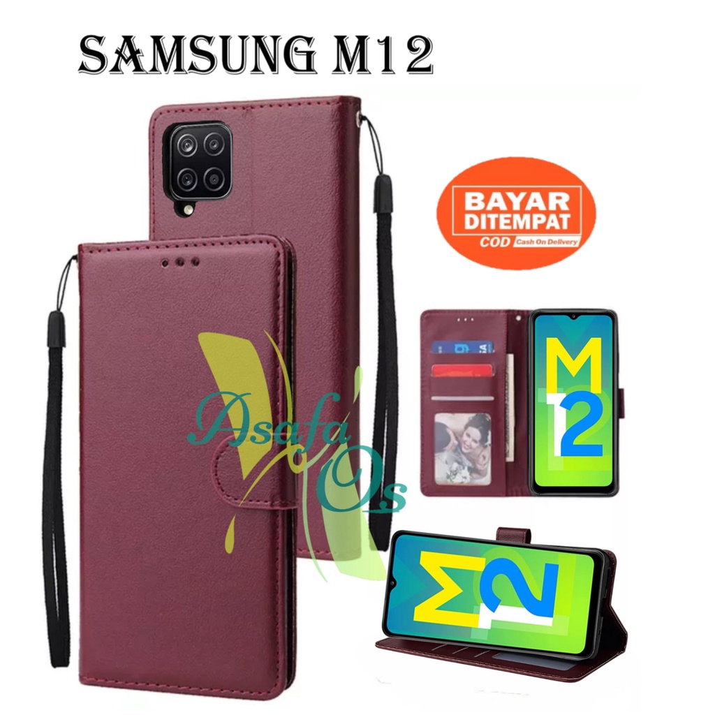 CASE FLIP CASE KULIT FOR - SAMSUNG M12 - CASING DOMPET-FLIP COVER LEATHER-SARUNG HP