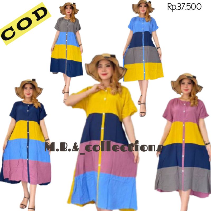 Baju Tidur Daster Daster Susun Pelangi Full Kancing Daster Andhin Susun Pelangi Full Kancing