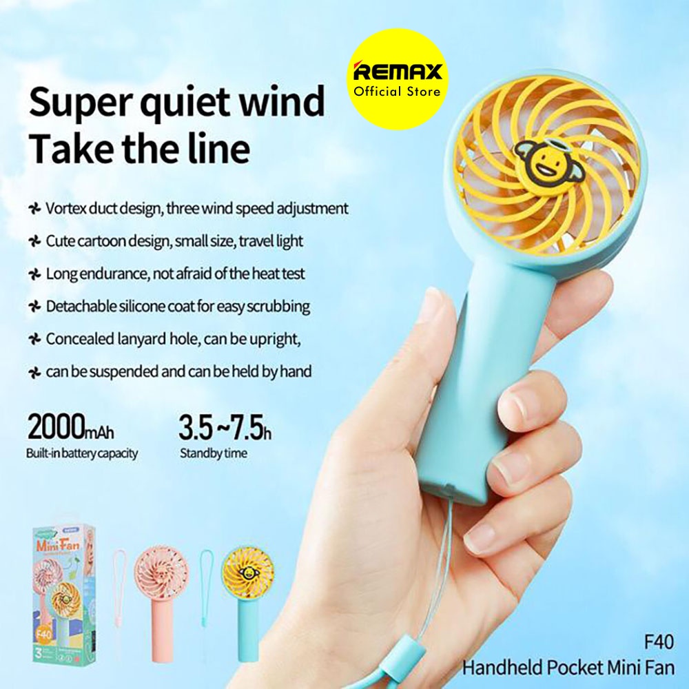 Remax F40 Mini Portable Fan 2000mAh 3 Wind Level No Noise