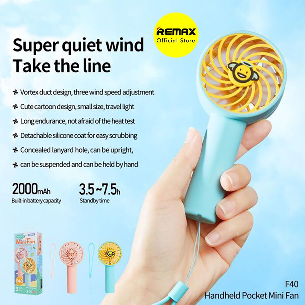 Remax F40 Mini Portable Fan 2000mAh 3 Wind Level No Noise