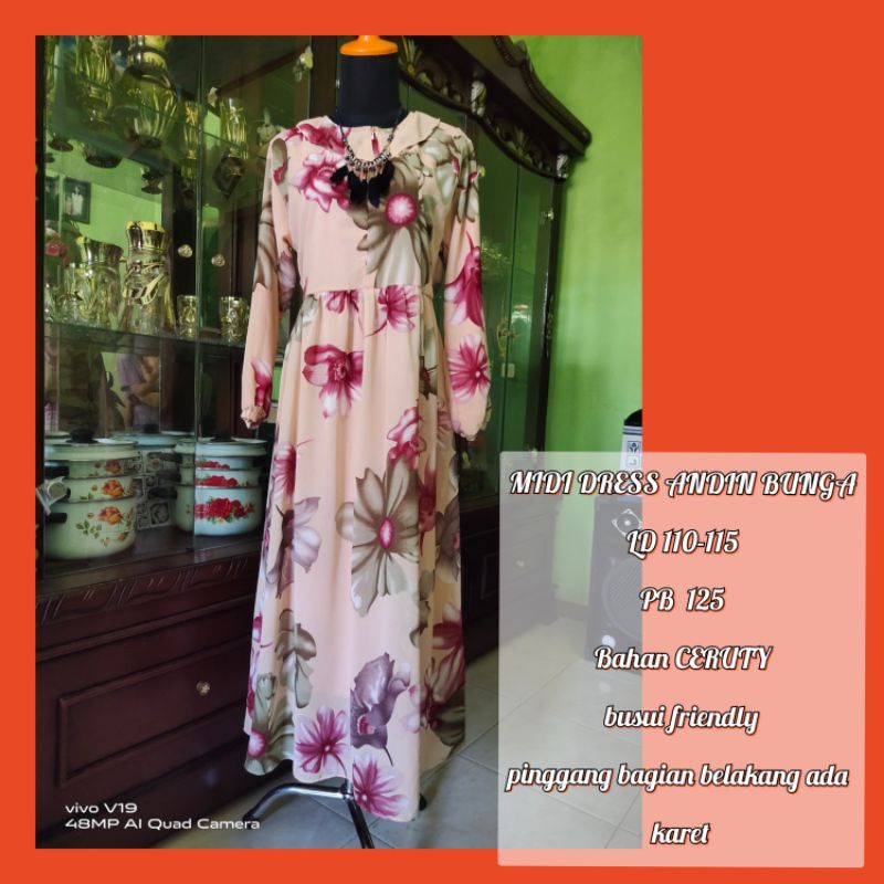 MIDI DRESS ANDIN MOTIF BUNGA