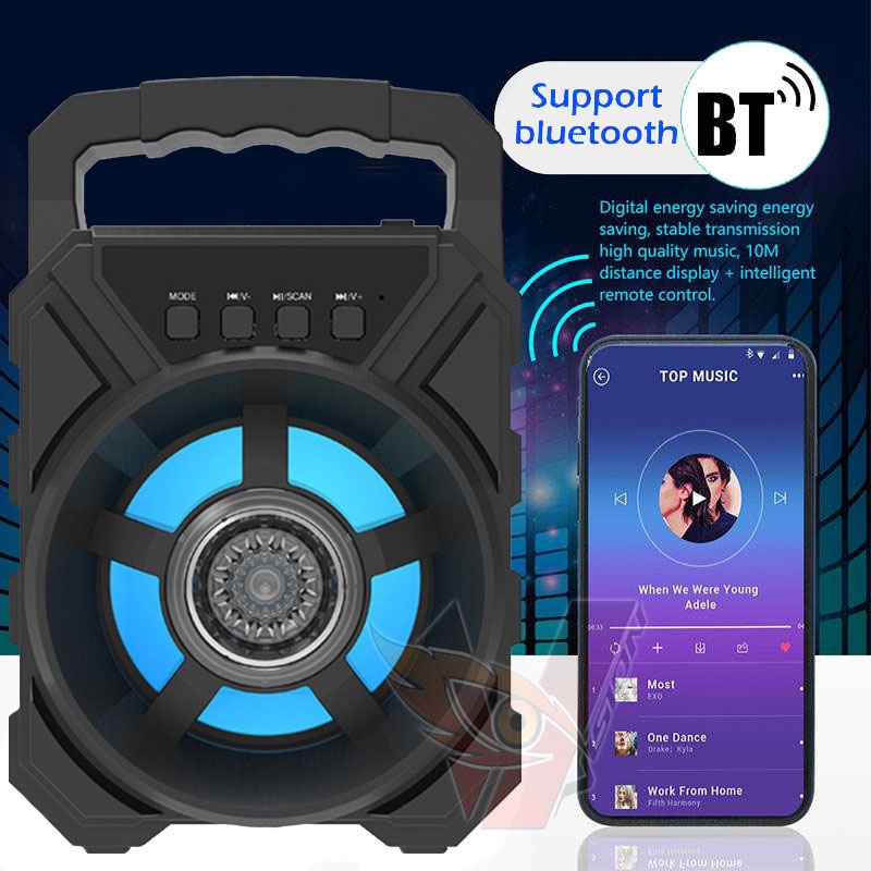 XTM5009 Speaker Bluetooth Music Box LED wireless SUPER BASS support TF Card USB AUX portable 3&quot;