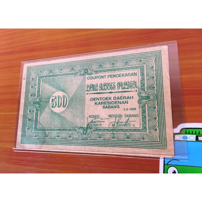 Uang Kuno Orida Sabang 500 Gulden 1948 Kupon Penukaran Super Langka