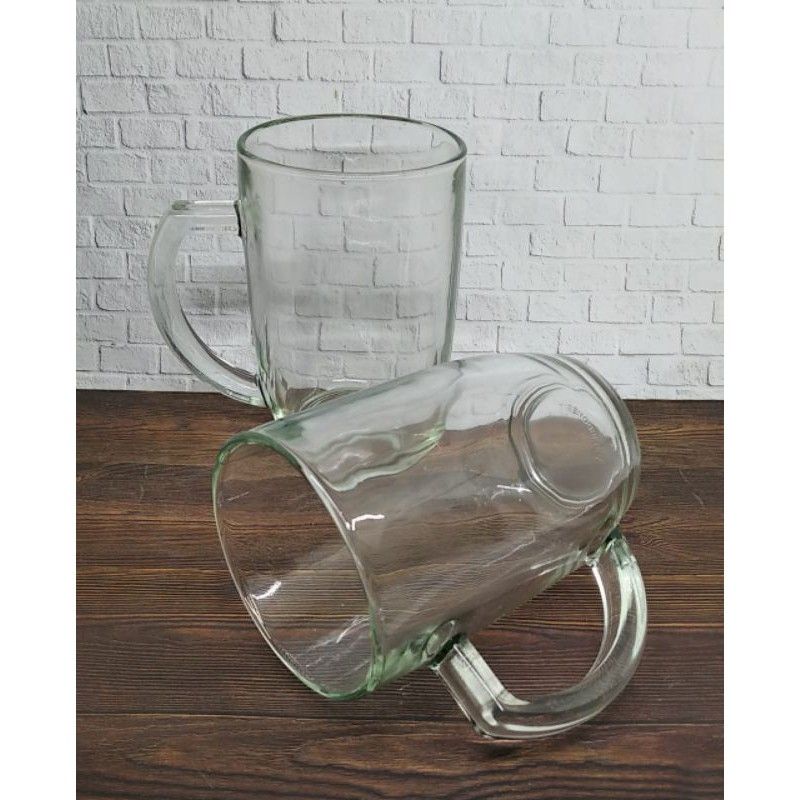 GELAS GAGANG KACA BESAR POLOS 6 PCS GELAS GAGANG BELING