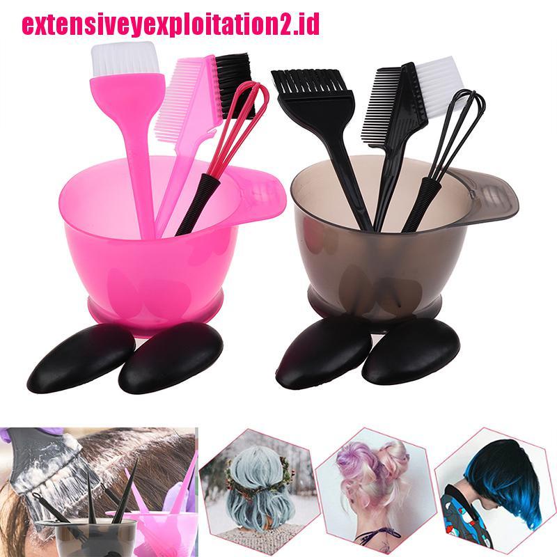 &lt; E2id &amp; &gt; 5pcs / set Sisir + Mangkuk + Kuas + Sarung Tangan Untuk Cat Rambut