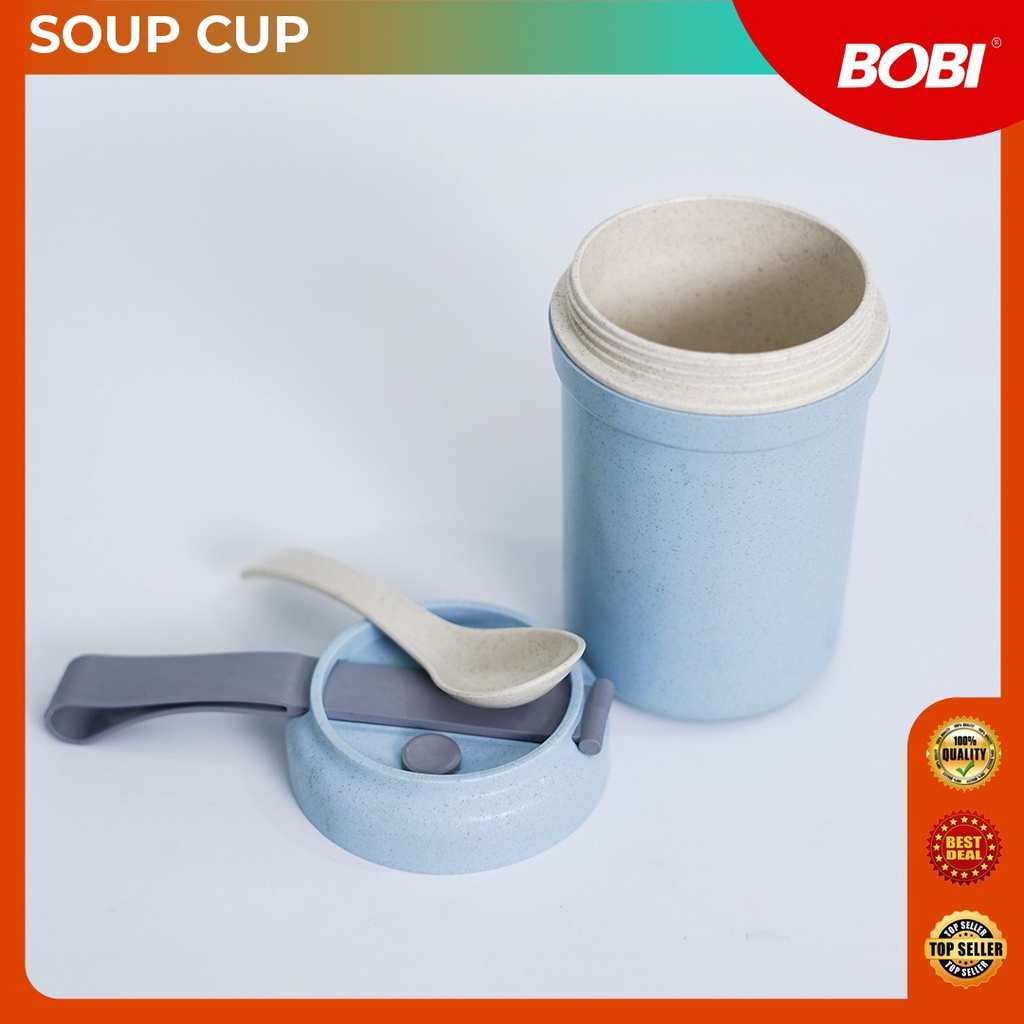 Cup Soup atau Cangkir Sup Probtable Multifungsi /  Mangkuk Sup Jerami Gandum Piknik Portable 300ml BOBI