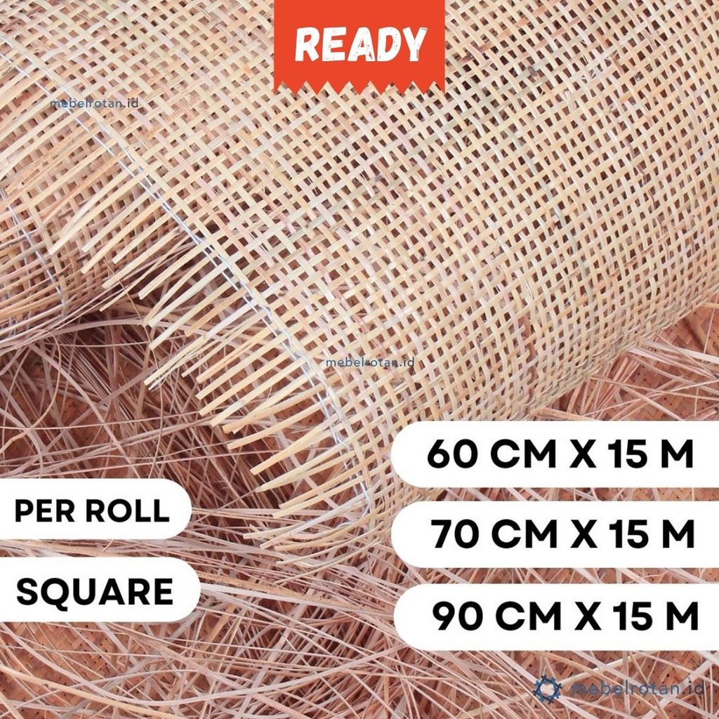 Anyaman Rotan Lembaran | Webbing Square 60/70/90 CM | Per Roll