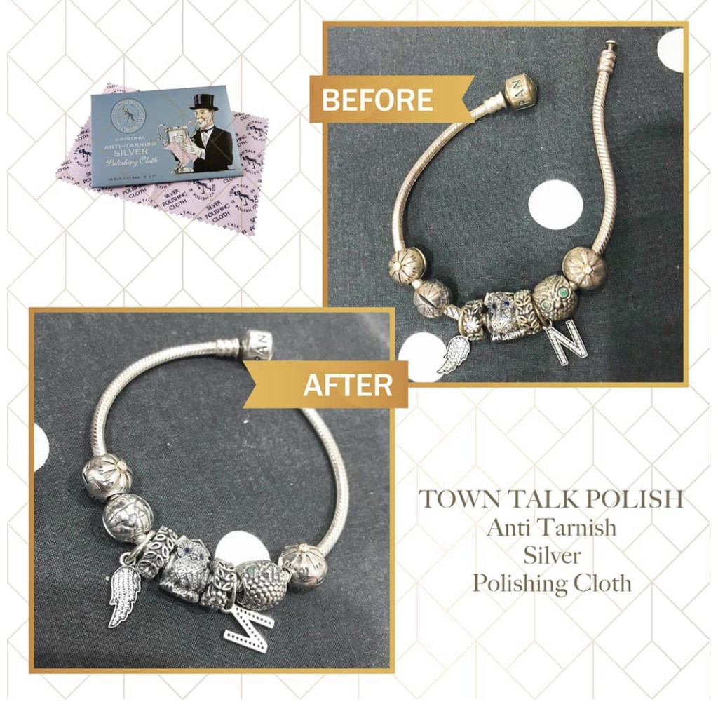 Original Town Talk Polish -Anti Tarnish SILVER Polishing Cloth lap poles silver