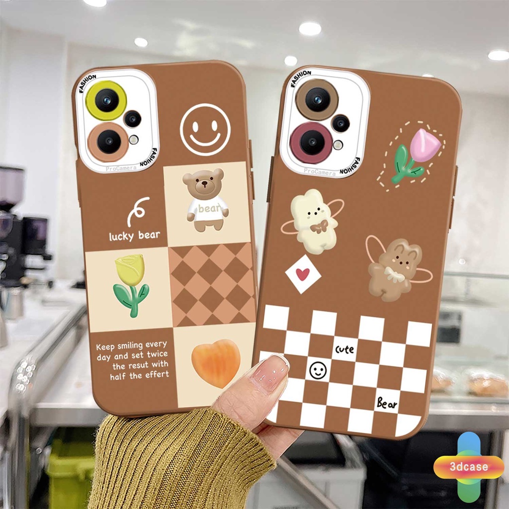 Luxury Kotak-Kotak Beruang Lucu Smiley Soft TPU Case Untuk Samsung A12 A32 A52 A51 A03S A10S A50 A20S J7 Prime A02S A20 A72 A50S A10 A30S A52S A30 M12 M10 M01S A54 A15 A16 A9 A5 Y12 Y20 A12