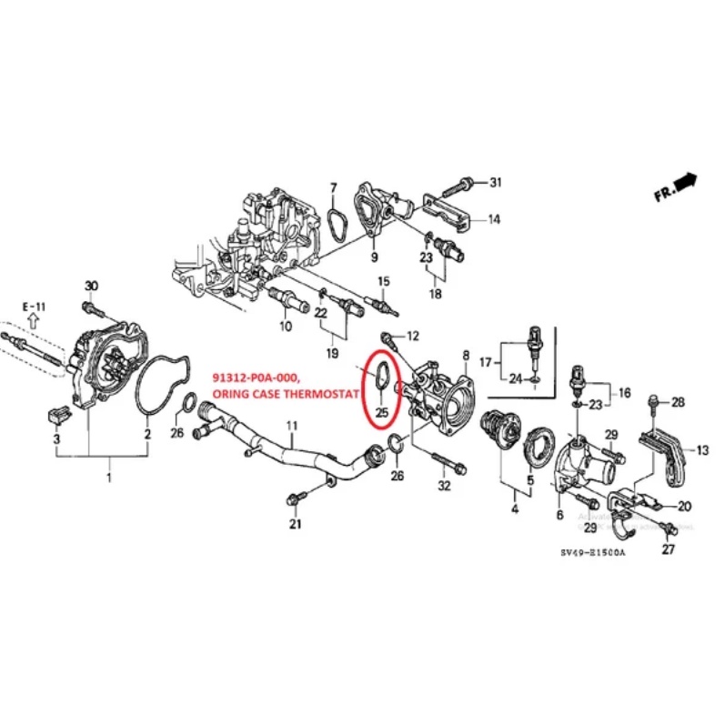 seal oring rumah thermostat accord cielo accord vti odyssey ra6 1994 1995 1996 1997 1998 1999 2000 2001 2002
