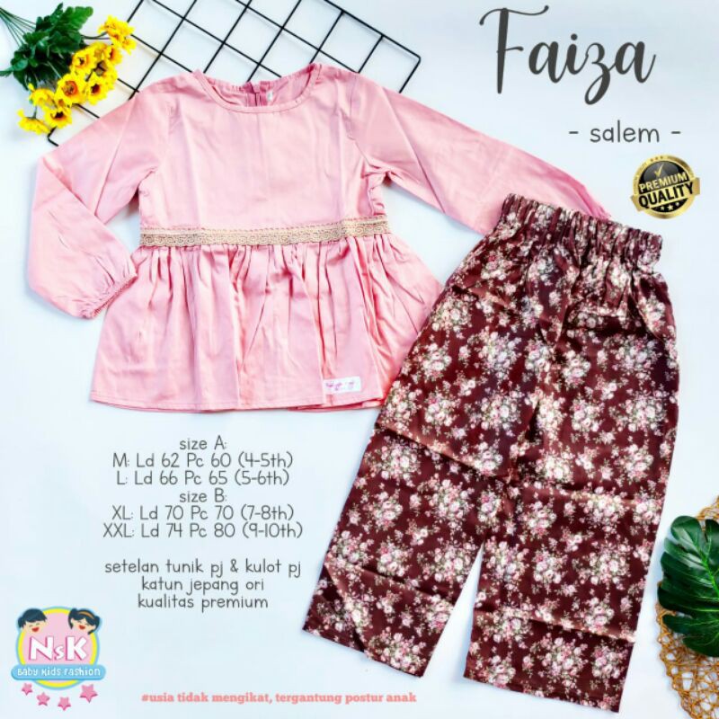 SETELAN ANAK CELANA KULOT DAN TUNIK FAIZA B