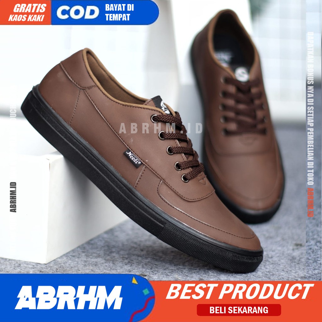 ABRHM x NED Sepatu Sneakers Casual Pria Sepatu Sneaker Cowok / Cowo Ori Sepatu Kasual Kerja Kuliah Kondangan Gaya Santai Keren Kekinian Original Murah Terlaris