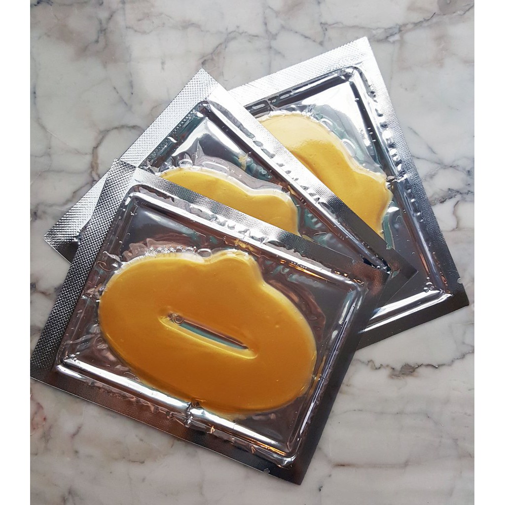 [1pcs] Masker Bibir Emas Collagen 24K untuk Perawatan Bibir Menyeluruh Melembabkan &amp; Mencerahkan Warna Bibir