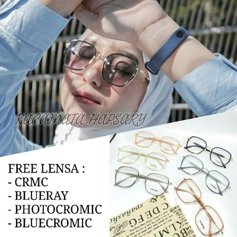 FRAME KACAMATA MINUS | KACA MATA WANITA | KACAMATA ANTI RADIASI / BLUERAY | PHOTOCROMIC &amp; ANTI UV 0345