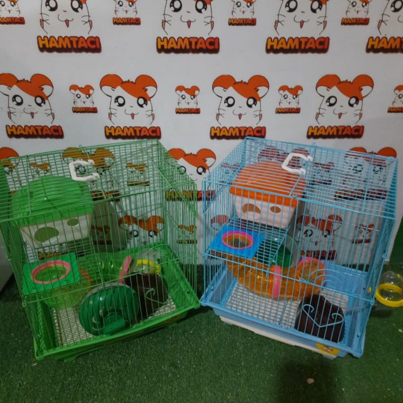 KANDANG HAMSTER SWEET 2 TINGKAT LENGKAP