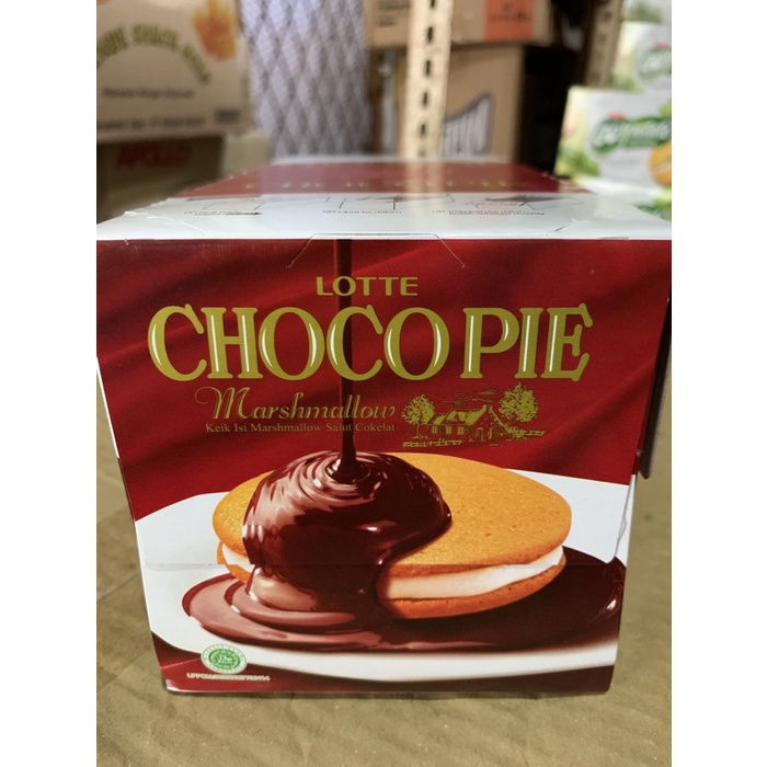 

504Oekho Lotte Chocopie Marshmalow Box Isi 12 Pcs. Exp Lama 6J477iyfi