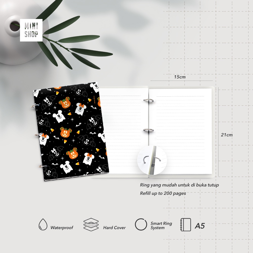 

[Whispers] A5 Mickey Halloween - ( notebook / Smart Planner / buku / diary / notes ring book / buku