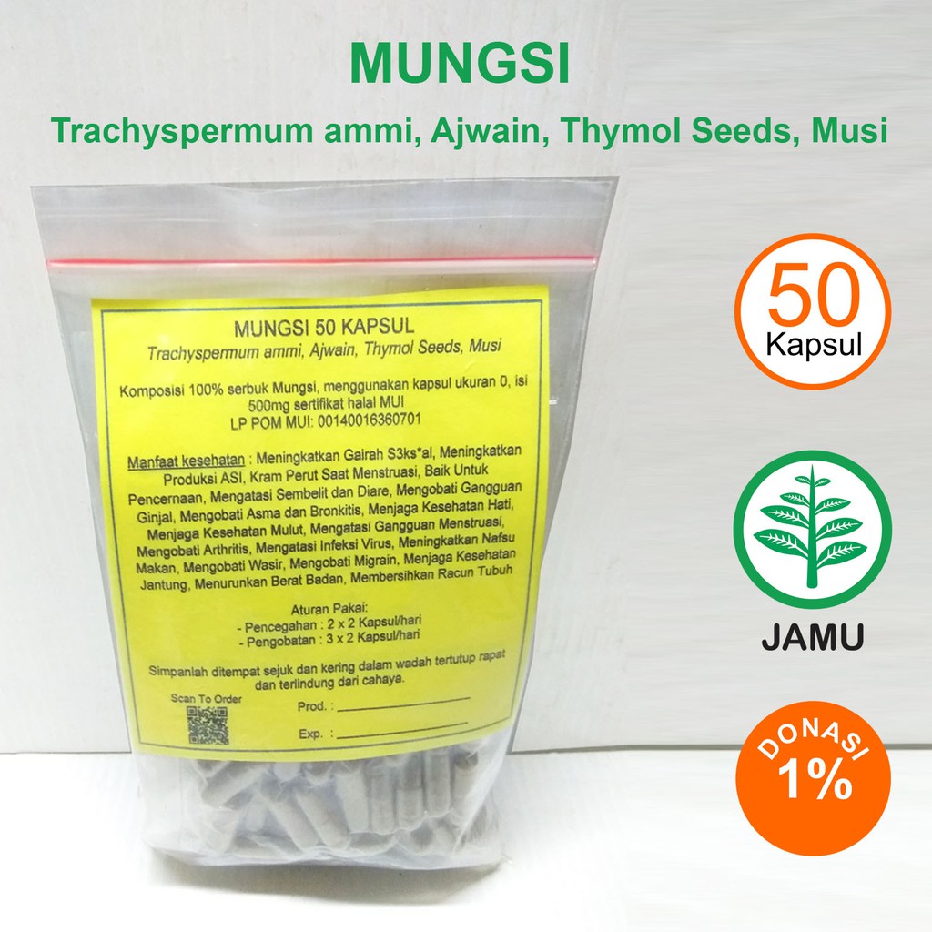 

MUNGSI Ajwain KAPSUL L1bid0 Produksi ASI Kram Perut Menstruasi Migrain Jantung Hati Ginjal