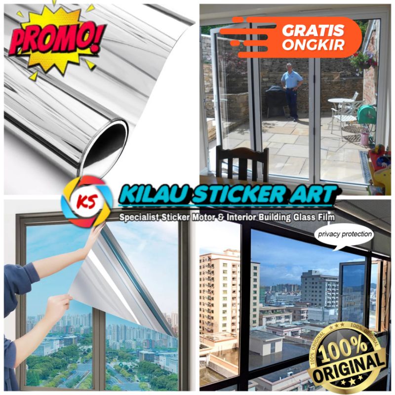 Kaca Film Cermin Kaca film Silver Stiker ONE WAY STIKER KACA ONE WAY KACA FILM CERMIN SILVER SILVER