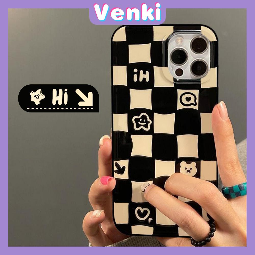 iPhone Case Silicone Soft Case Black TPU Glossy Big Hole Camera Protection Shockproof Cute Checkerboard For iPhone 13 Pro Max iPhone 12 Pro Max iPhone 11 Pro Max iPhone 7 Plus