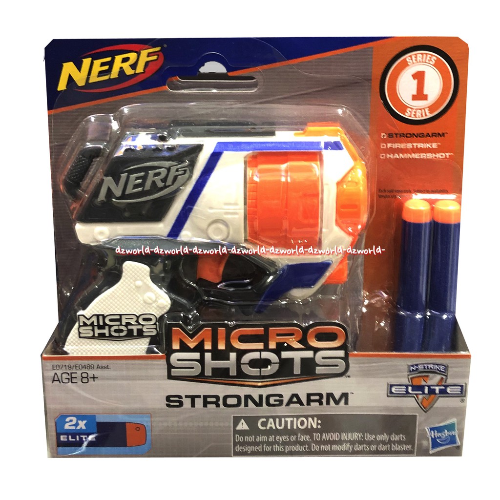 Nerf Micro Shots Strong Arm 1 Series Pistol Mainan Warna Orange Putih