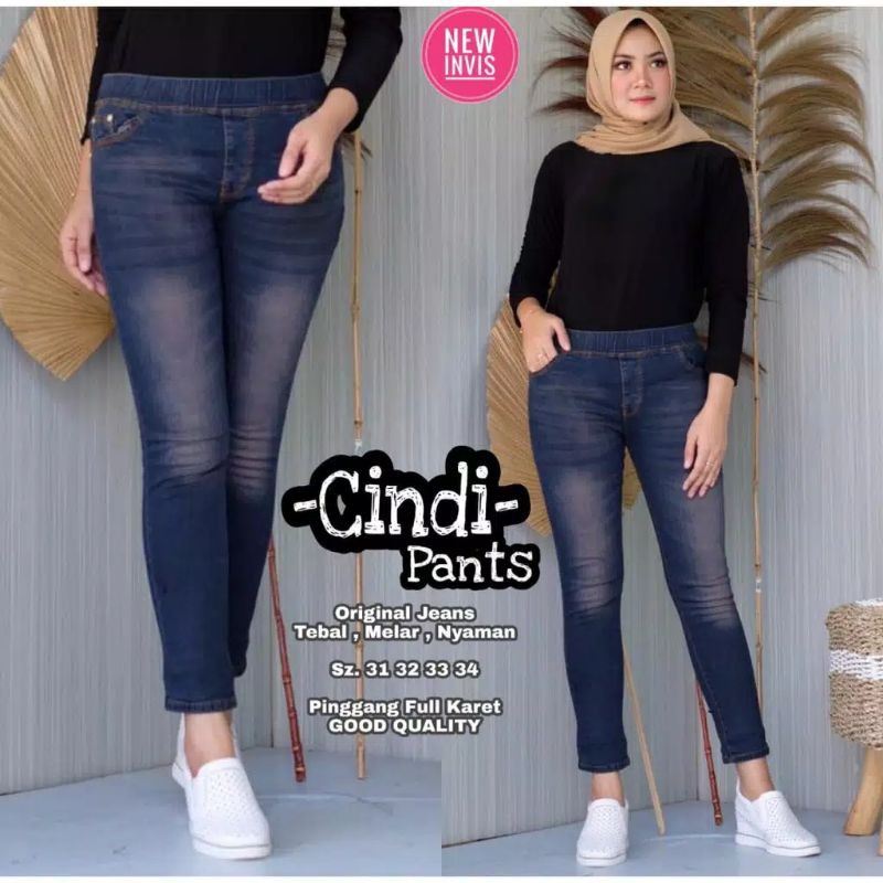 SIZE 31-38 !!CINDY JEGGING JEANS VARIASI LASER GRADASI BROWN SERIES