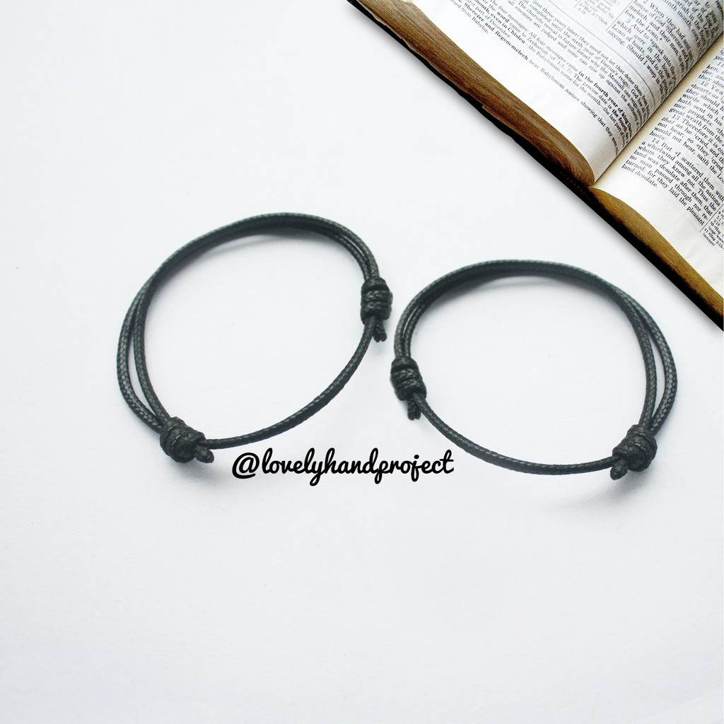 Gelang Polos Hitam Tali Kulit Korea Asli Waterproof (ANTI AIR) vintage simple 2mm Gelang Etnik Bead