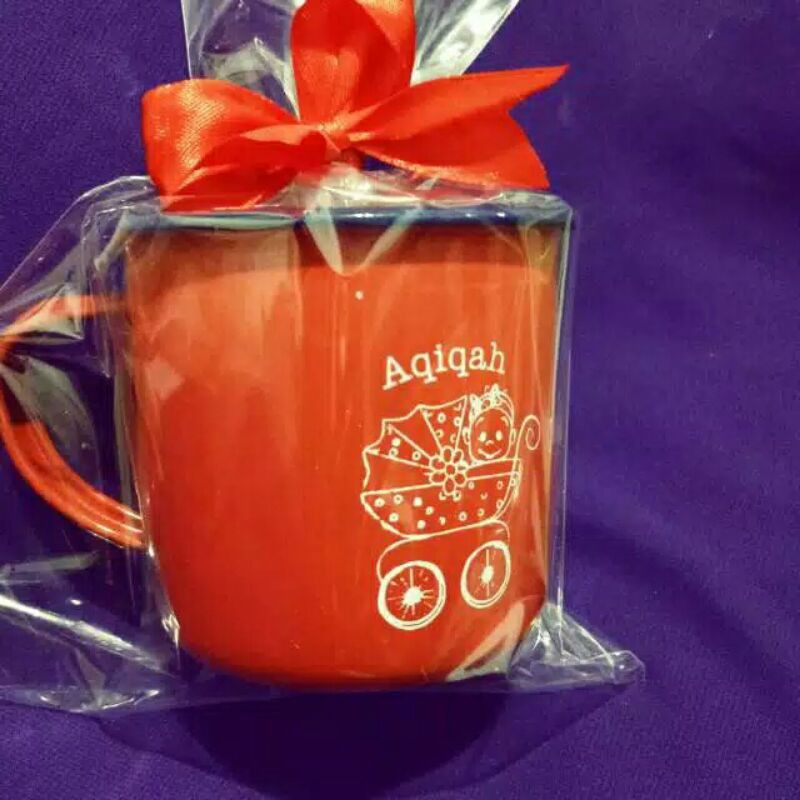 souvenir gelas enamel sablon custom gelas kaleng gelas jadul cetak sablon plus kemas plastik