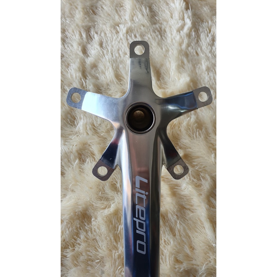 Arm Crank set Litepro Hollowtech Warna Silver untuk Sepeda Lipat Seli