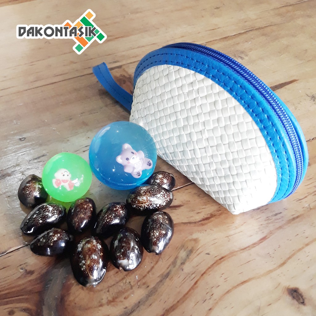 Mainan Bola Bekel Bekles Biji Kuwuk Kerang Asli Warna Coklat [FREE DOMPET POUCH]