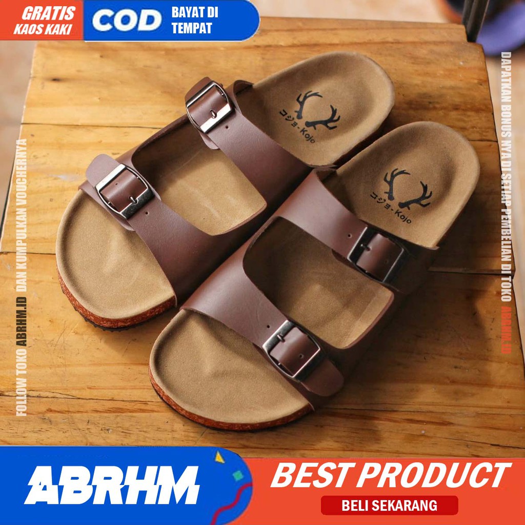 ABRHM x HIRO Sandal Slide Pria Sandal Slop Pria Kulit Pu Sendal Selop Cowok / Cowo Keren Kekinian